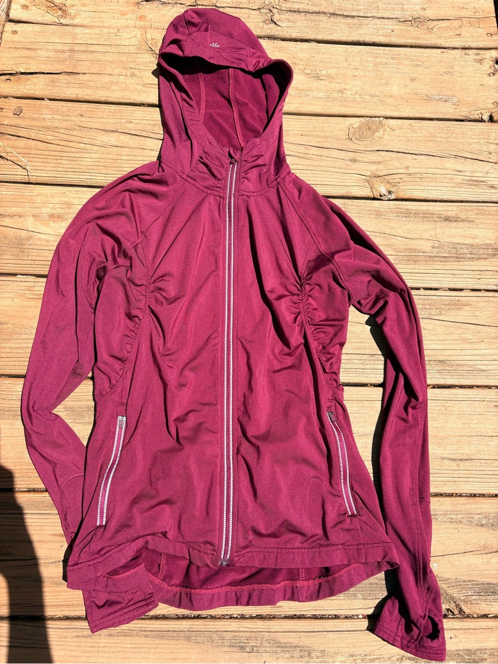 Athleta Hooded Zip Jacket in Deep Plum